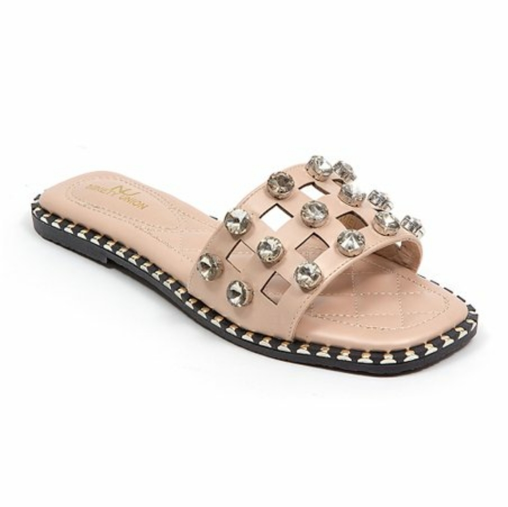 NWT Ninety union leather rhinestone sandals